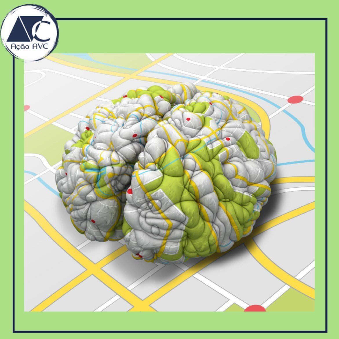 Cérebro humano comparado a um mapa