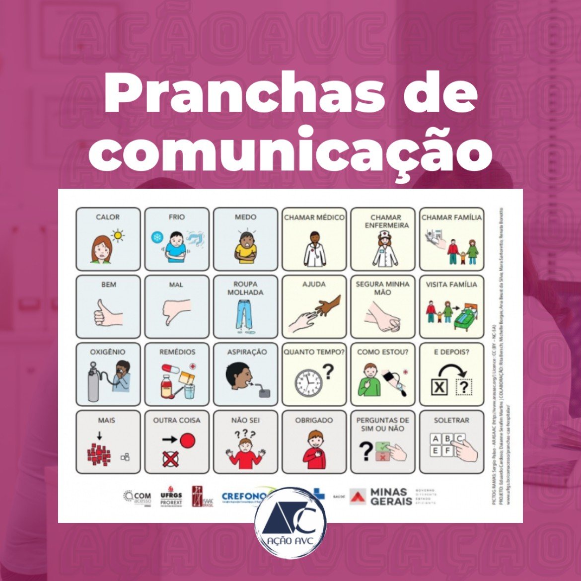 Pranchas de comunicação (imagem) - Ação AVC Pranchas de comunicação para os que sofreram AVC