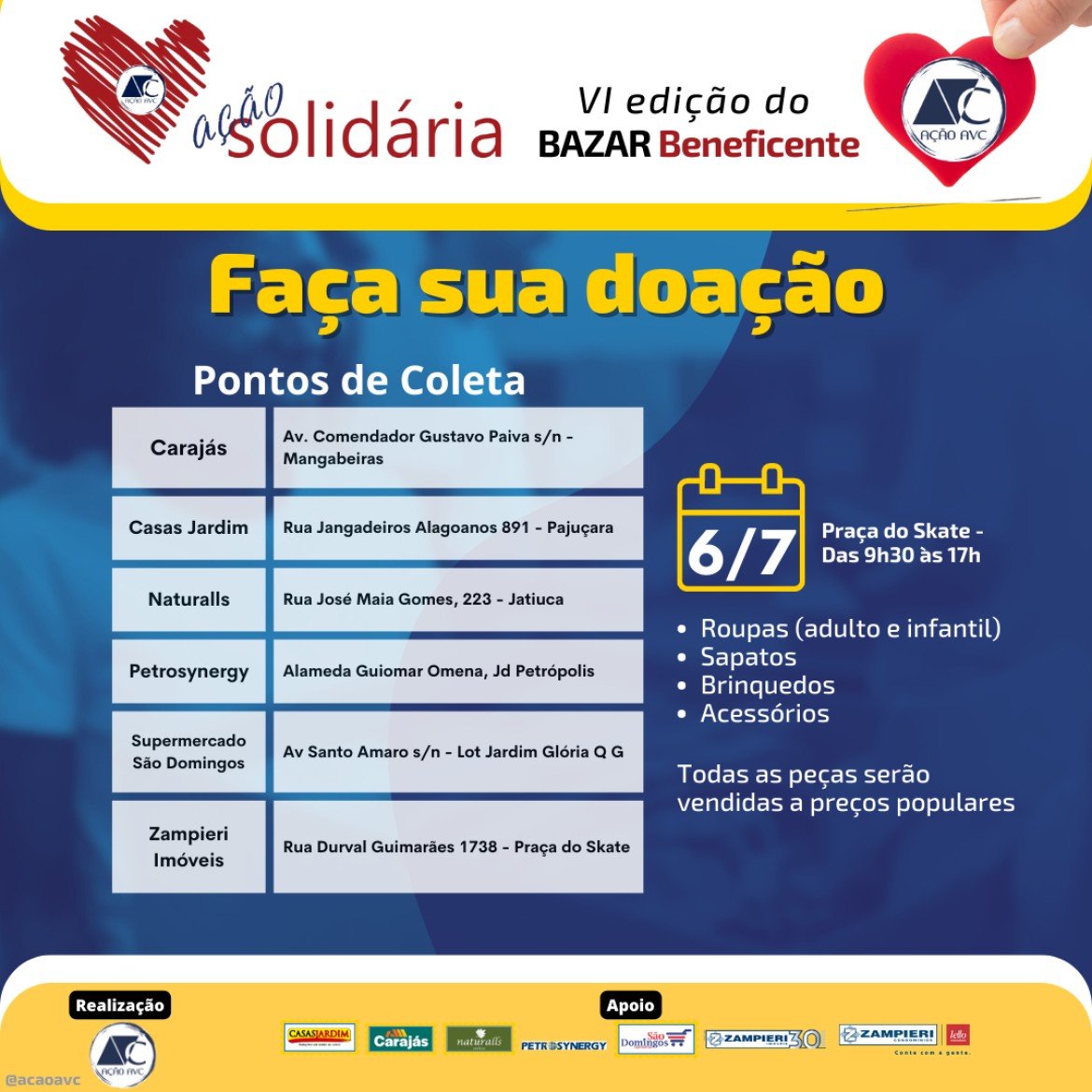 Pontos de Coleta - Ação Solidária (Bazar) -Ação AVC