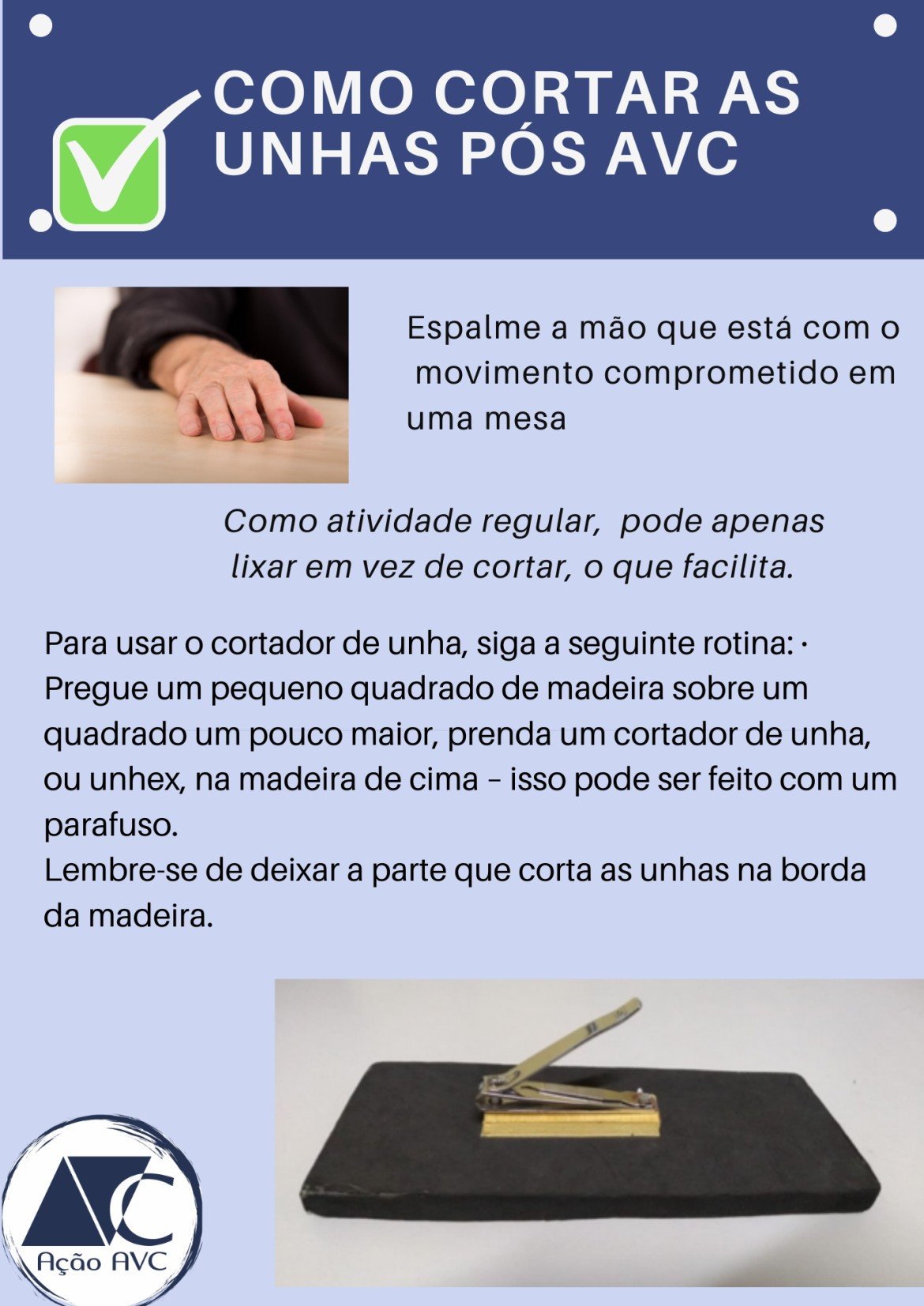 Dicas de como cortar as unhas após o Acidente Vascular Cerebral