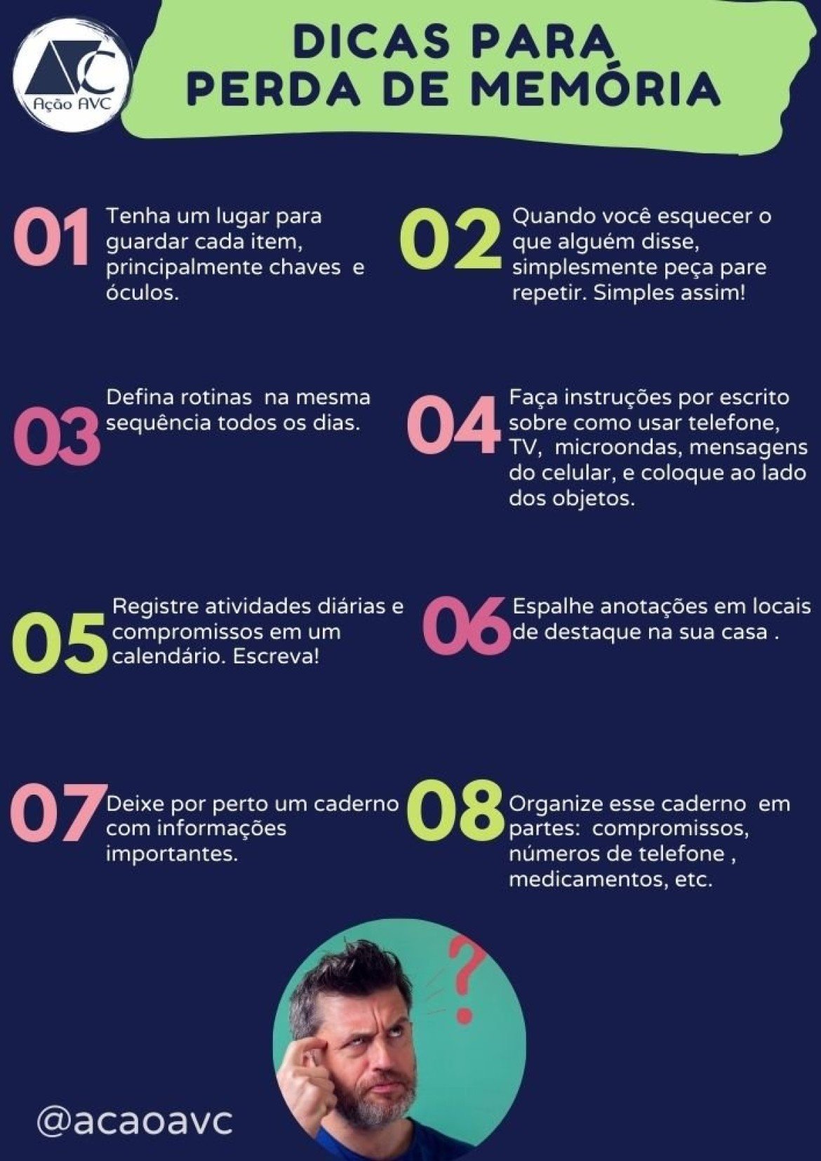 Dicas para esquecimento Dicas para a perda de memória