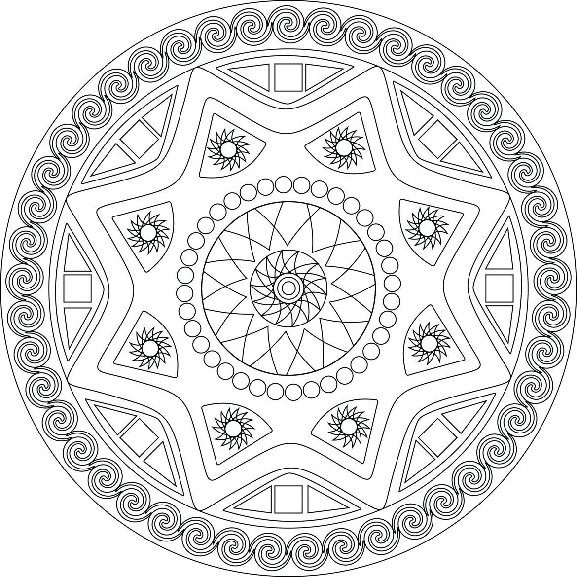 mandalas para colorir - reabilitação de AVC (Acidente Vascular Cerebral) Mandala para colorir - VERÃO
