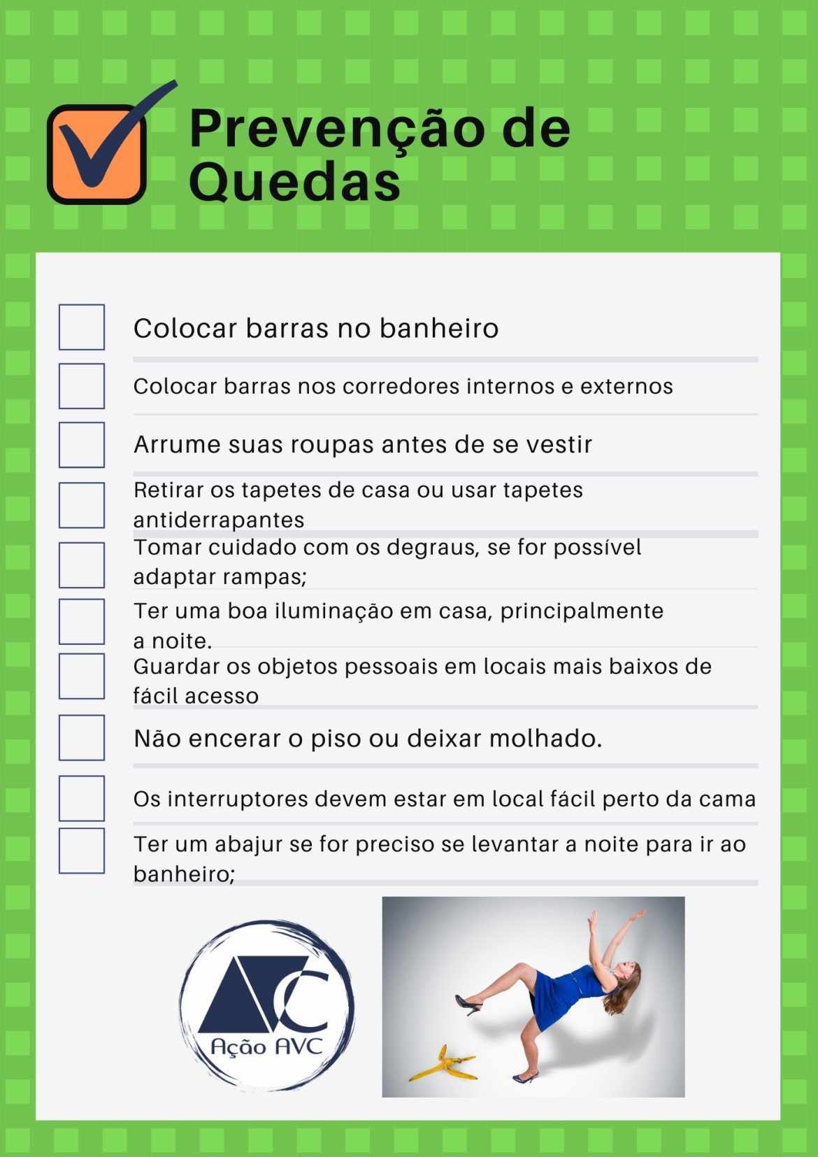 Checklist para evitar as quedas e tombos após o AVC