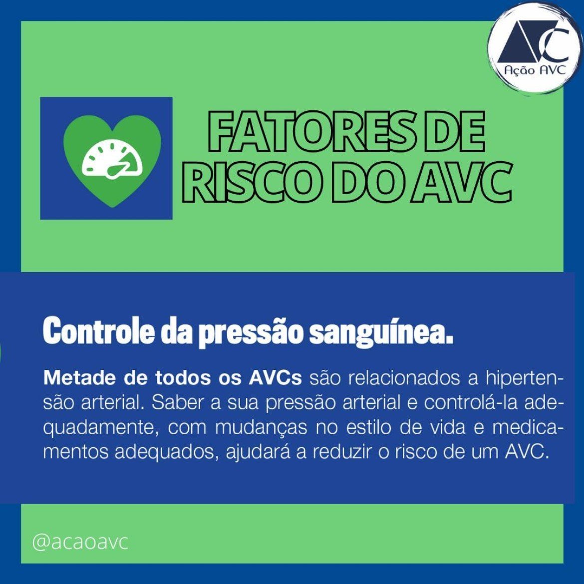 risco de AVC (Acidente Vascular Cerebral) hipertensão Mantenha a pressão arterial controlada. Pressão alta (hipertensão) é risco de AVC