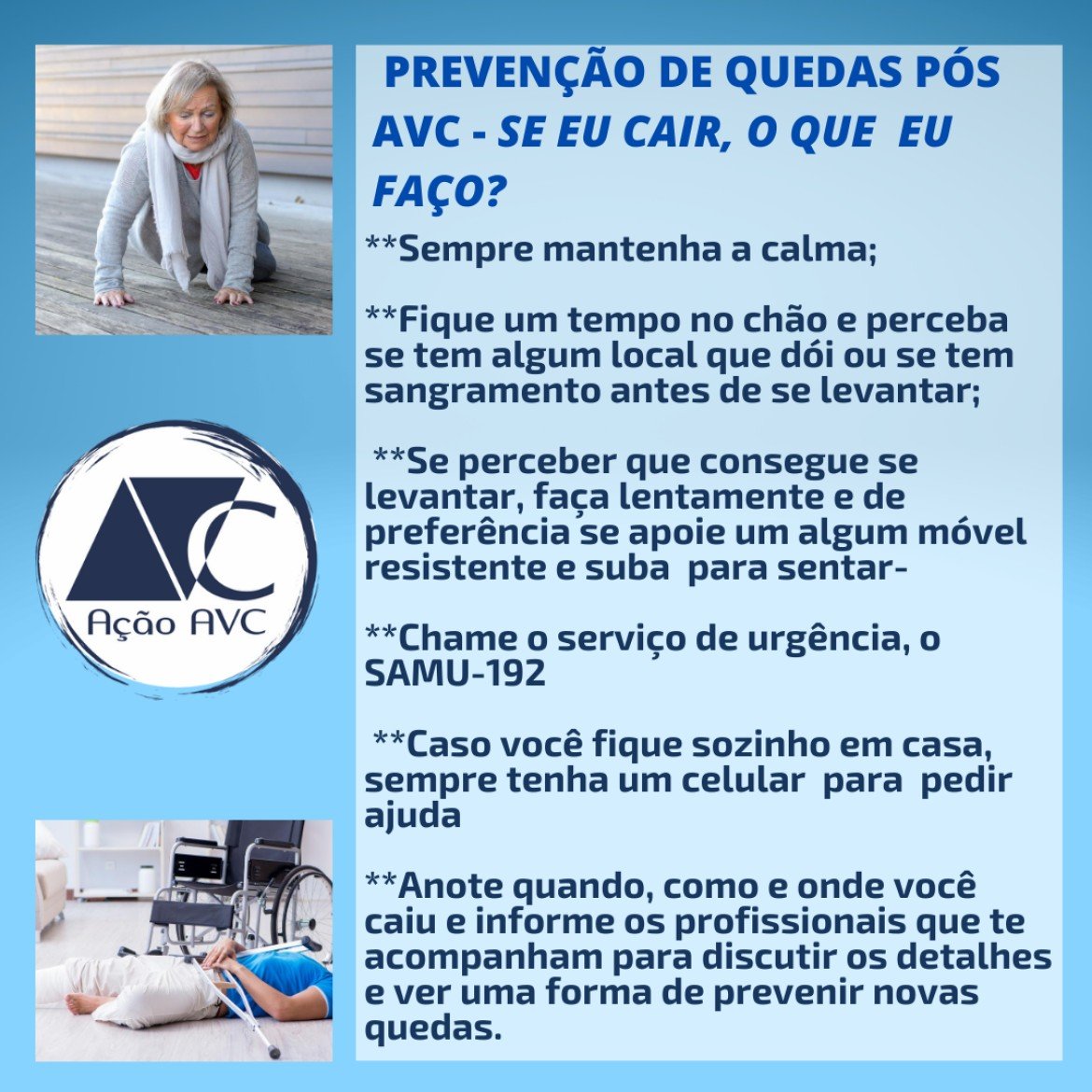 Se eu cair, o que eu faço? Prevenção de quedas pós AVC